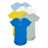 Plain Organic Cotton Short Sleeve Baby Bodysuits - Set of 5 White Petit Bateau Fashion Baby