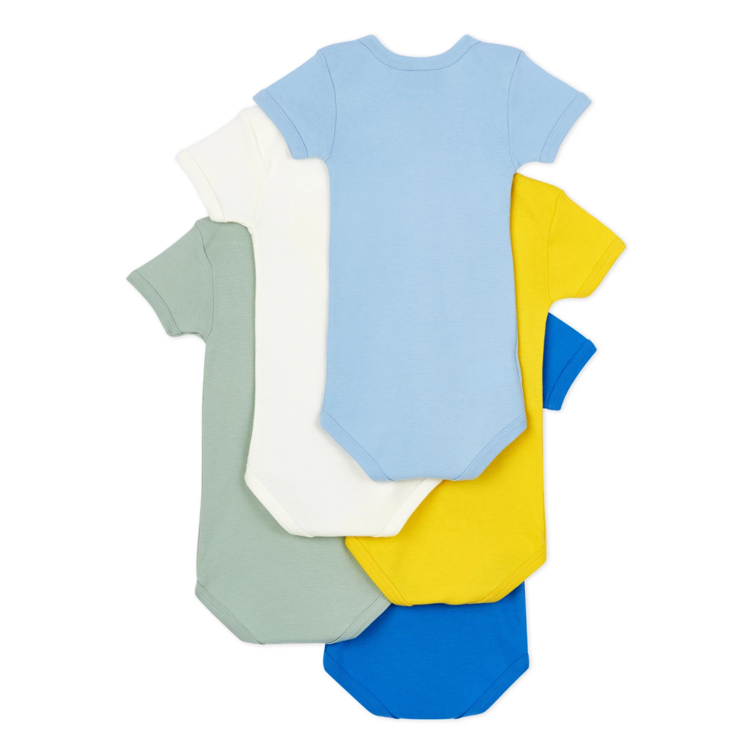 Plain Organic Cotton Short Sleeve Baby Bodysuits - Set of 5 White Petit Bateau Fashion Baby 3 Plain Organic Cotton Short Sleeve Baby Bodysuits - Set of 5 White Petit Bateau Fashion Baby - Image 3