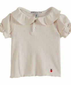Pointelle Fruit T-Shirt Ecru Emile et Ida Fashion Baby