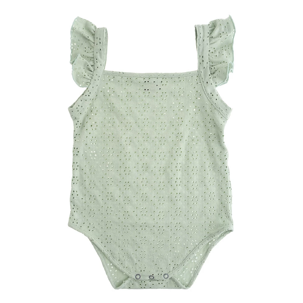 Pointelle Romper Sage Tocoto Vintage Fashion Baby 1 Pointelle Romper Sage Tocoto Vintage Fashion Baby