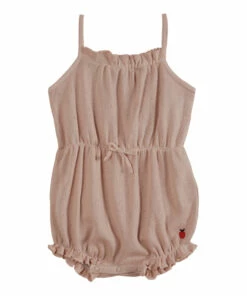 Pointelle Sleeveless Romper Pink Emile et Ida Fashion Baby
