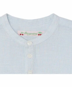 Polisson Linen and Cotton Kurta Shirt Light blue Bonpoint Fashion Baby -Baby Tops Elegant Store polisson linen and cotton kurta shirt light blue bonpoint fashion baby 1