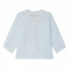 Polisson Linen and Cotton Kurta Shirt Light blue Bonpoint Fashion Baby