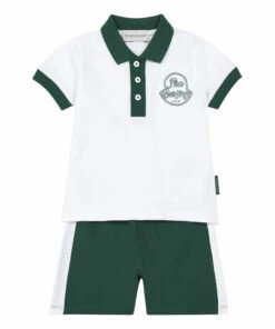 Polo Shirt and Bicolour Short Set White Moncler Fashion Baby, Children