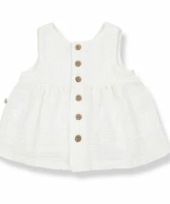 Baby Tops Elegant Store -Baby Tops Elegant Store rania double cotton muslin dress off white 1 in the family fashion baby children 1