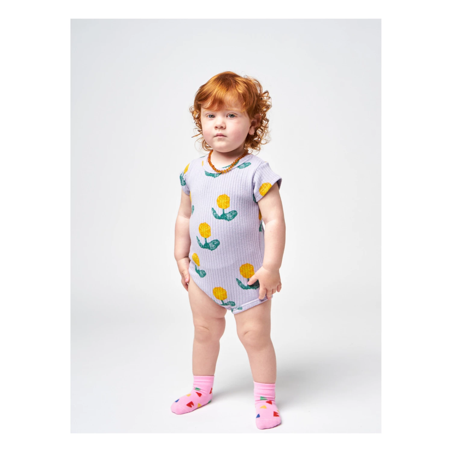 Recycled Cotton Floral Ribbed Babygrow Mauve Bobo Choses Fashion Baby 3 Recycled Cotton Floral Ribbed Babygrow Mauve Bobo Choses Fashion Baby - Image 3