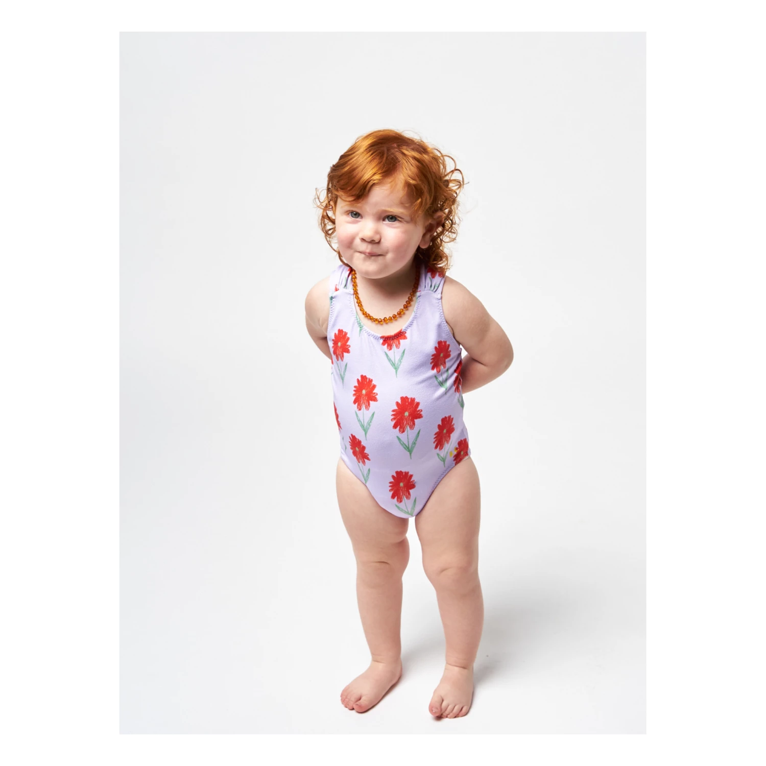 Recycled Nylon Floral Swimsuit Mauve Bobo Choses Fashion Baby 2 Recycled Nylon Floral Swimsuit Mauve Bobo Choses Fashion Baby - Image 2