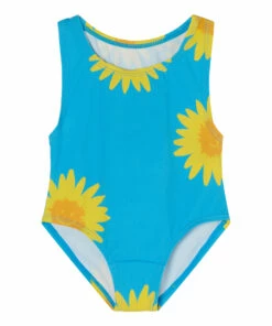 Recycled Polyamide Sunflower Swimsuit Blue Stella McCartney Kids Fashion Baby
