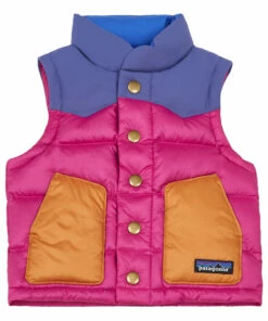 Recycled Polyester Colourblock Puffer Vest Pink Patagonia Fashion Baby, Children