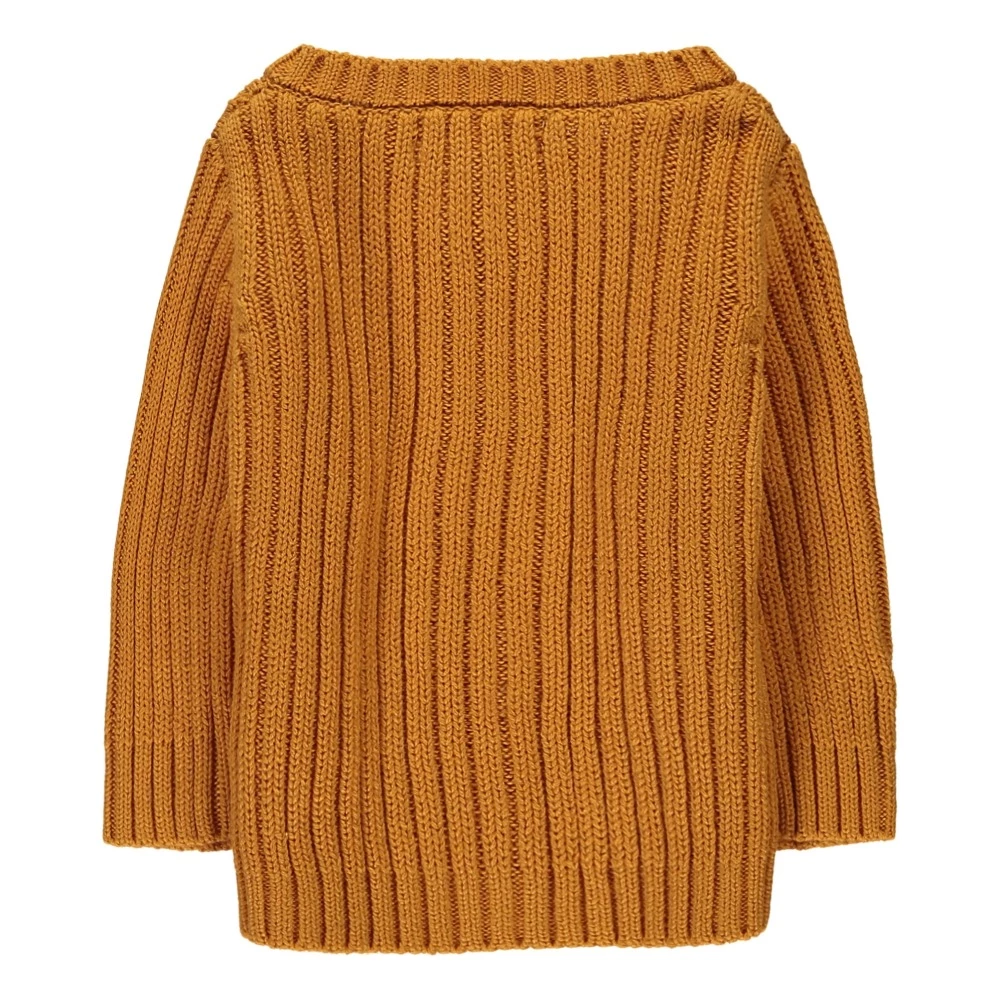 Ribbed Organic Cotton Cardigan Ochre Imps & Elfs Fashion Baby 2 Ribbed Organic Cotton Cardigan Ochre Imps & Elfs Fashion Baby - Image 2