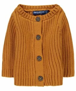Ribbed Organic Cotton Cardigan Ochre Imps & Elfs Fashion Baby