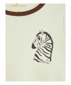 Ribbed Organic Cotton Zebra T-shirt Ecru Mini Rodini Fashion Baby, Children 4 Ribbed Organic Cotton Zebra T-shirt Ecru Mini Rodini Fashion Baby, Children -Baby Tops Elegant Store ribbed organic cotton zebra t shirt ecru mini rodini fashion baby children 1