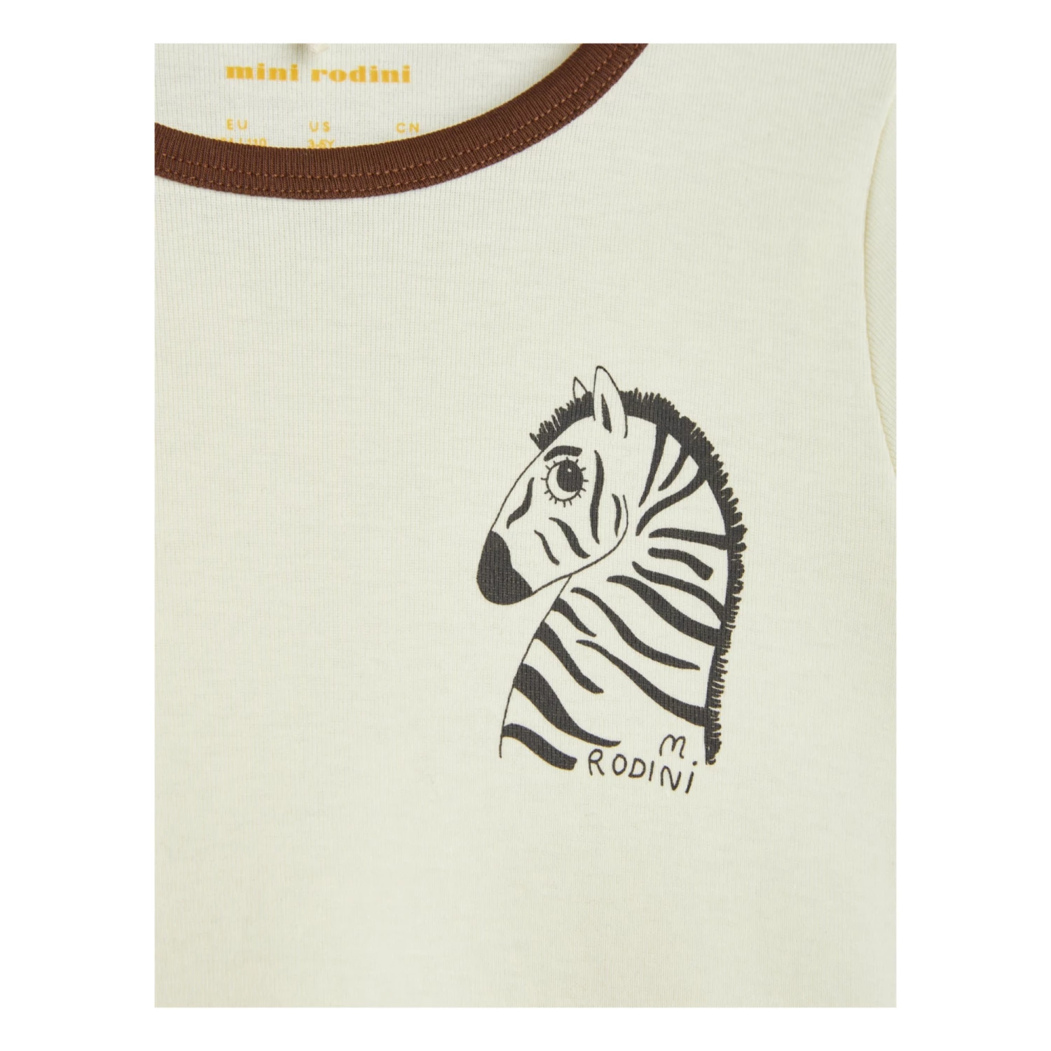 Ribbed Organic Cotton Zebra T-shirt Ecru Mini Rodini Fashion Baby, Children 2 Ribbed Organic Cotton Zebra T-shirt Ecru Mini Rodini Fashion Baby, Children - Image 2