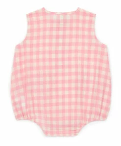 Rital Cotton Muslin Gingham Romper Pink Bonton Fashion Baby 5 Rital Cotton Muslin Gingham Romper Pink Bonton Fashion Baby -Baby Tops Elegant Store rital cotton muslin gingham romper pink bonton fashion baby 2