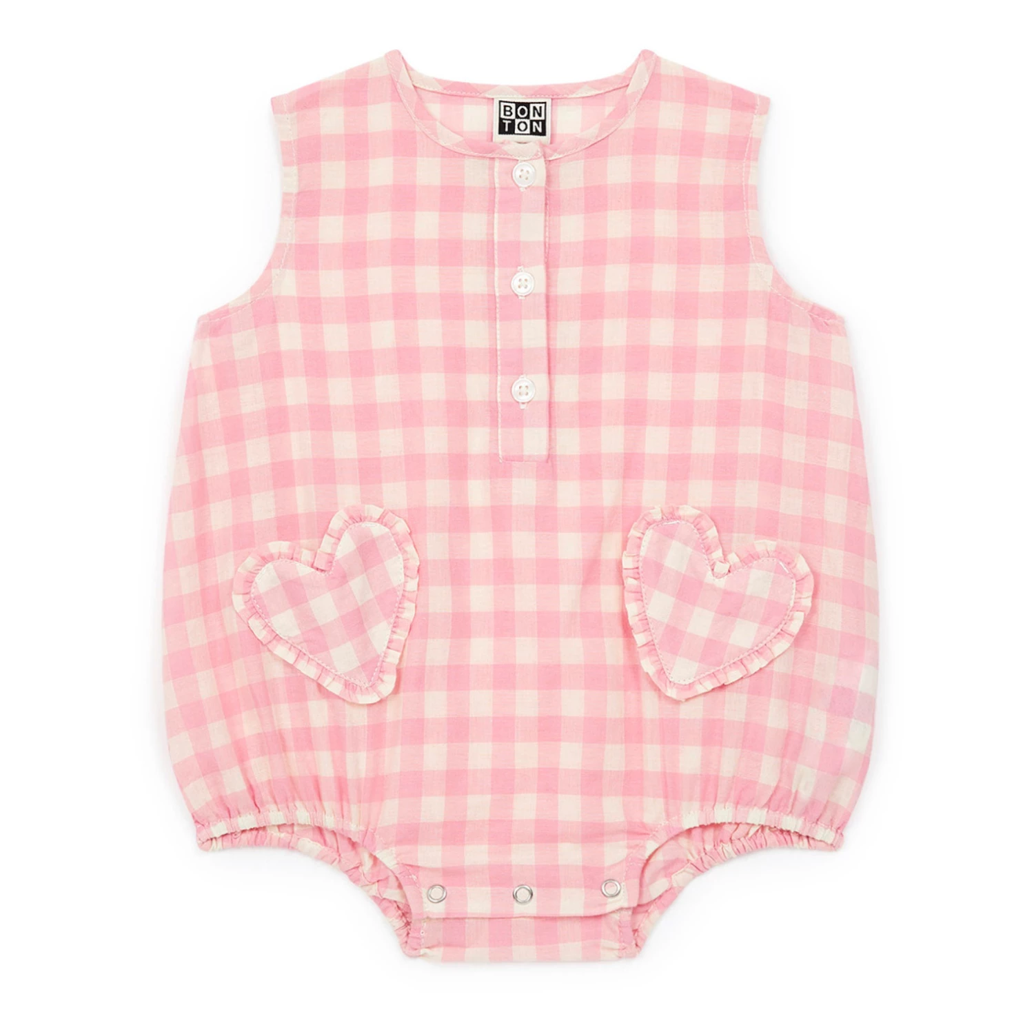 Rital Cotton Muslin Gingham Romper Pink Bonton Fashion Baby 1 Rital Cotton Muslin Gingham Romper Pink Bonton Fashion Baby