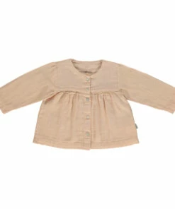 Rosemary Double Organic Cotton Muslin Blouse Pink Poudre Organic Fashion Teen, Baby, Children