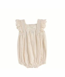 Savia Jacquard Romper Ecru Louise Misha Fashion Baby