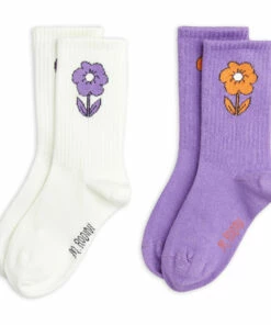 Set 2 Organic Cotton Socks Purple Mini Rodini Fashion Baby, Children