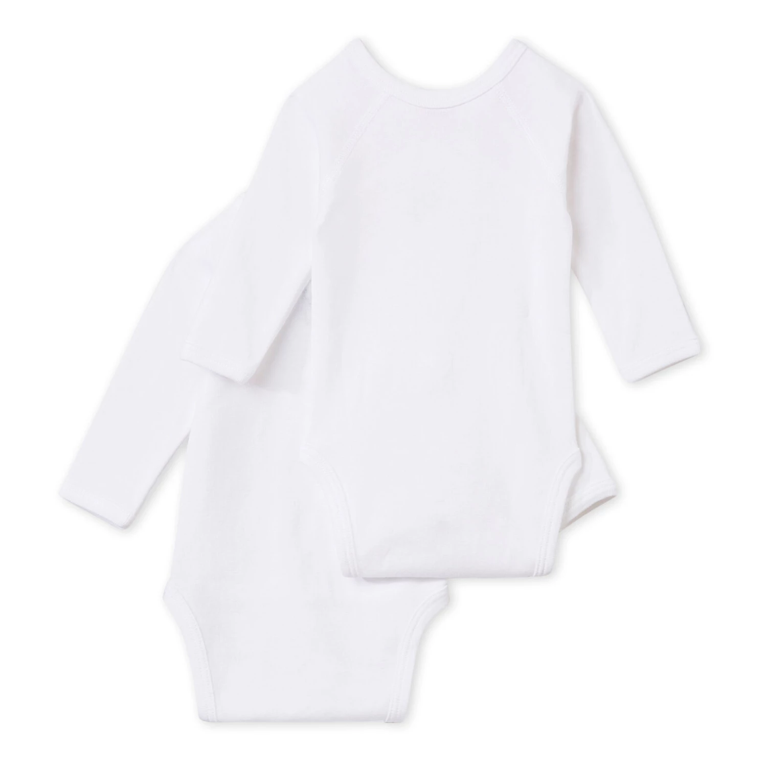 Set of 2 Crossover Baby Long Sleeve Bodysuits Organic Cotton White Petit Bateau Fashion Baby 3 Set of 2 Crossover Baby Long Sleeve Bodysuits Organic Cotton White Petit Bateau Fashion Baby - Image 3