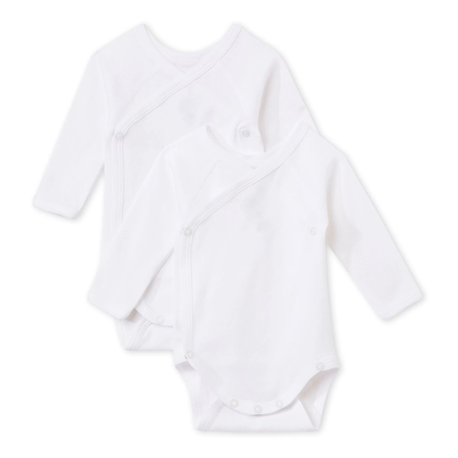 Set of 2 Crossover Baby Long Sleeve Bodysuits Organic Cotton White Petit Bateau Fashion Baby 1 Set of 2 Crossover Baby Long Sleeve Bodysuits Organic Cotton White Petit Bateau Fashion Baby