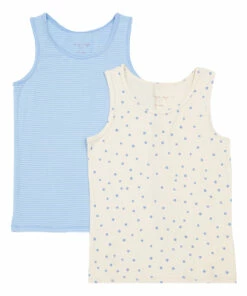 Set of 2 Cue Polka-dot Organic Cotton Tank Tops Yellow Konges Slojd Fashion Baby, Children