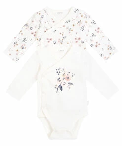 Set of 2 Floral Print Babygrows Off white Petit Lem Fashion Baby