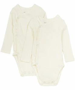 Set of 2 Newborn Organic Cotton Playsuits Off white Gray Label Fashion Baby