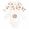 Set of 2 Orange Print Babygrows Off white Petit Lem Fashion Baby