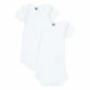 Set of 2 Organic Cotton Babygrows White Petit Bateau Fashion Baby
