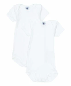 Set of 2 Organic Cotton Babygrows White Petit Bateau Fashion Baby