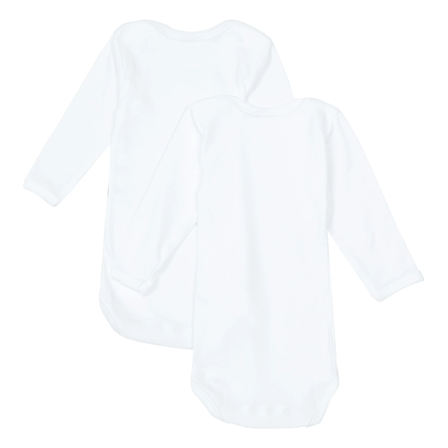 Set of 2 Organic Cotton Bodysuits White Petit Bateau Fashion Baby 2 Set of 2 Organic Cotton Bodysuits White Petit Bateau Fashion Baby - Image 2