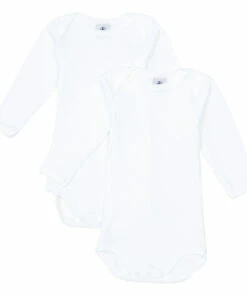 Set of 2 Organic Cotton Bodysuits White Petit Bateau Fashion Baby