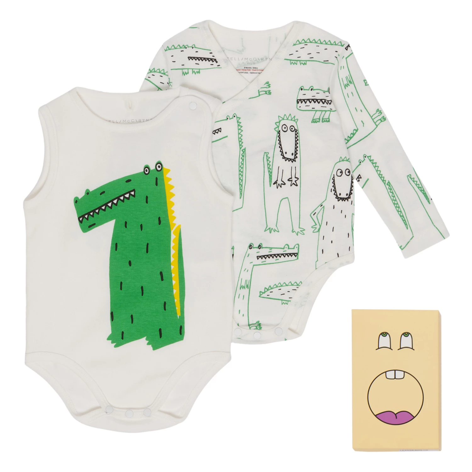 Set of 2 Organic Cotton Crocodile Babygrows White Stella McCartney Kids Fashion Baby 1 Set of 2 Organic Cotton Crocodile Babygrows White Stella McCartney Kids Fashion Baby