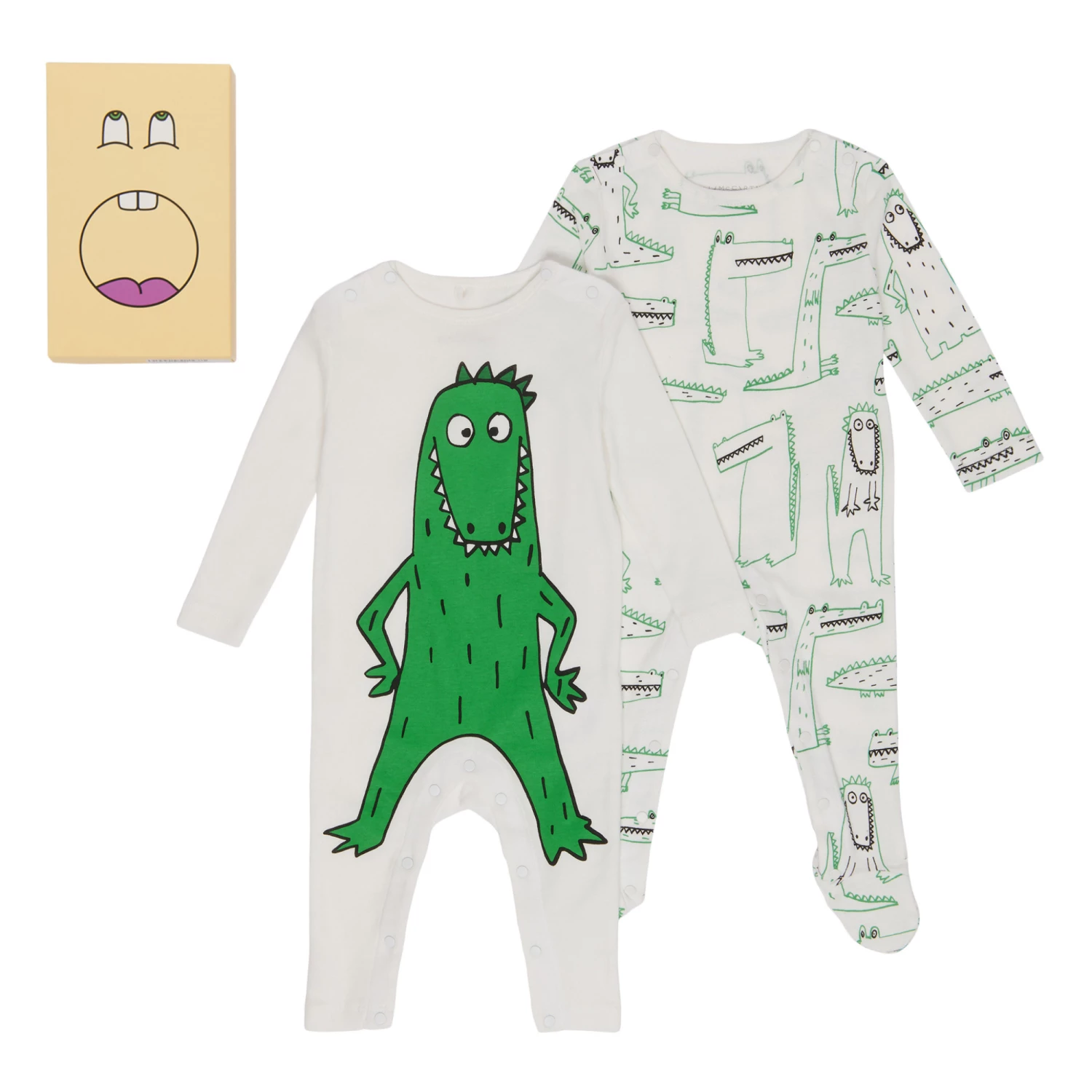 Set of 2 Organic Cotton Crocodile Pyjamas White Stella McCartney Kids Fashion Baby 1 Set of 2 Organic Cotton Crocodile Pyjamas White Stella McCartney Kids Fashion Baby