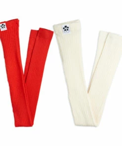 Set of 2 Organic Cotton Ribbed Leggings Red Mini Rodini Fashion Baby, Children