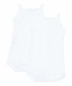 Set of 2 Organic Cotton Sleeveless Babygrows White Petit Bateau Fashion Baby