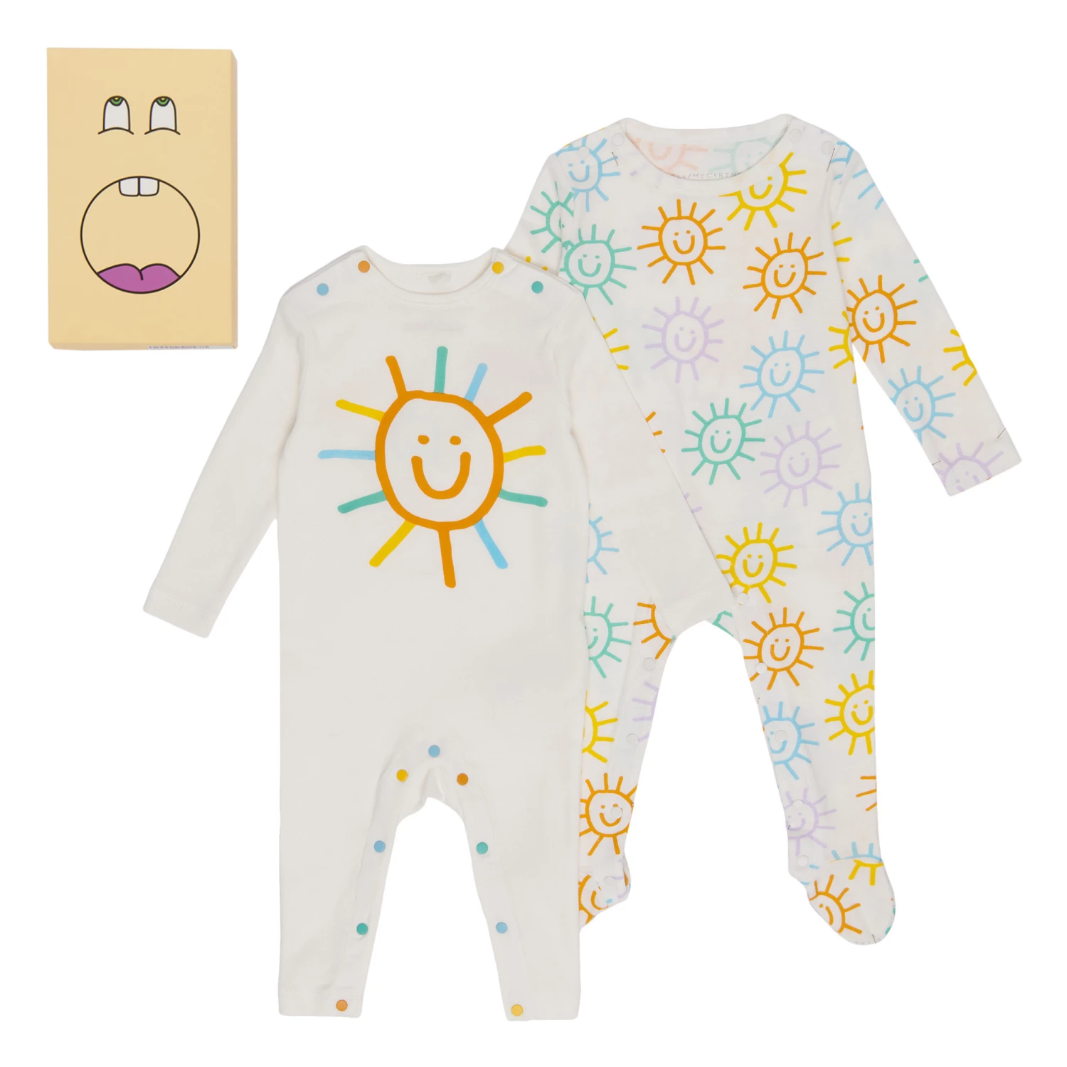 Set of 2 Organic Cotton Sun Pyjamas White Stella McCartney Kids Fashion Baby 1 Set of 2 Organic Cotton Sun Pyjamas White Stella McCartney Kids Fashion Baby