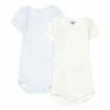 Set of 2 Striped Milleraies Organic Cotton Playsuits Blue Petit Bateau Fashion Baby