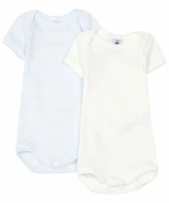 Set of 2 Striped Milleraies Organic Cotton Playsuits Blue Petit Bateau Fashion Baby