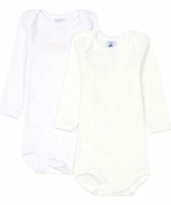 Set of 2 Striped Milleraies Organic Cotton Playsuits White Petit Bateau Fashion Baby