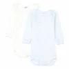 Set of 2 Striped Organic Cotton Playsuits Blue Petit Bateau Fashion Baby