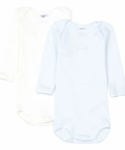 Set of 2 Striped Organic Cotton Playsuits Blue Petit Bateau Fashion Baby