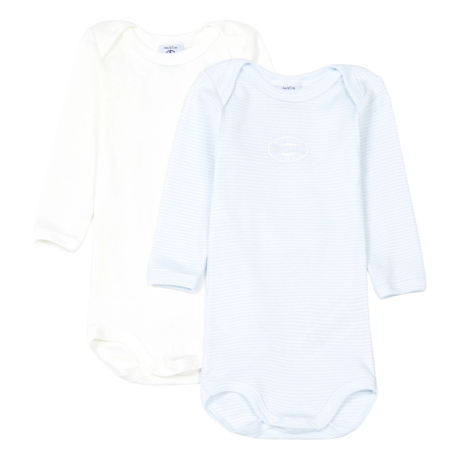 Set of 2 Striped Organic Cotton Playsuits Blue Petit Bateau Fashion Baby 1 Set of 2 Striped Organic Cotton Playsuits Blue Petit Bateau Fashion Baby