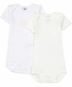 Set of 2 Striped Organic Cotton Playsuits White Petit Bateau Fashion Baby