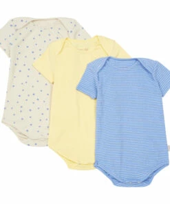 Set of 3 Cue Organic Cotton Playsuits Blue Konges Slojd Fashion Baby
