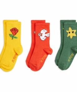 Set of 3 Organic Cotton Dove Socks Red Mini Rodini Fashion Baby, Children