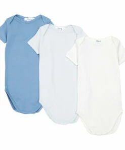 Set of 3 Organic Cotton Playsuits Blue Bonpoint Fashion Baby