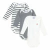 Set of 3 Organic Cotton Striped Babygrows Blue Petit Bateau Fashion Baby