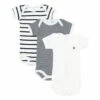 Set of 3 Organic Cotton Striped Sleeveless Babygrows Blue Petit Bateau Fashion Baby