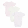 Set of 3 Organic Cotton Striped Wrapover Bodysuits Pale pink Petit Bateau Fashion Baby